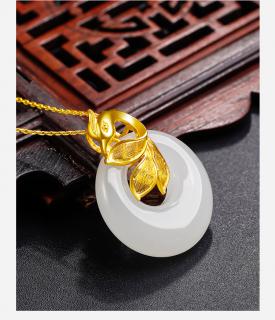 翡翠吊坠/项链aaya043436 周六福 黄金吊坠女天鹅足