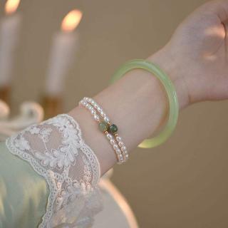 倾尽年华和田玉米粒淡水珍珠手链女14k包金气质网红闺蜜生日礼物